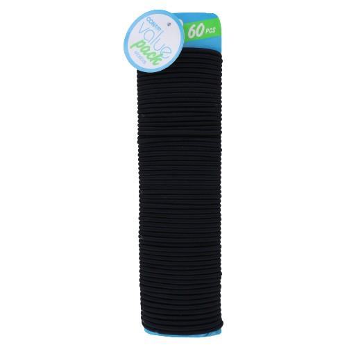 Conair Value Pack Hair Elastics, Black, 60-Pieces