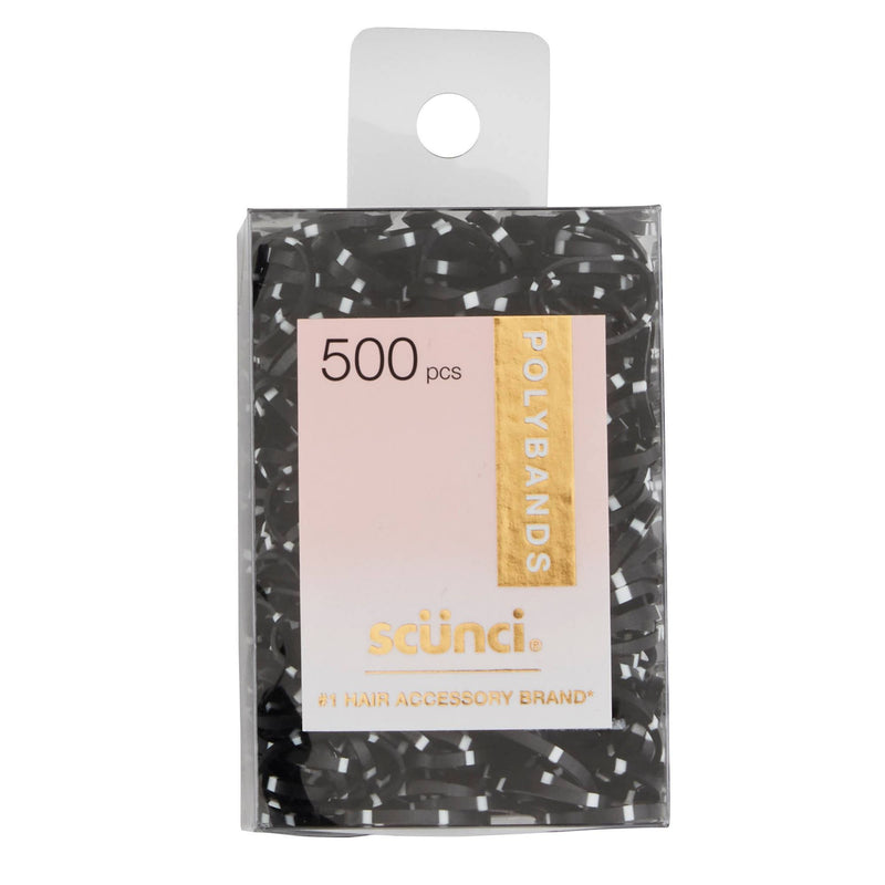 Scunci Elastic Hair Polybands In Acetate Box, Black/White, 500-Pieces