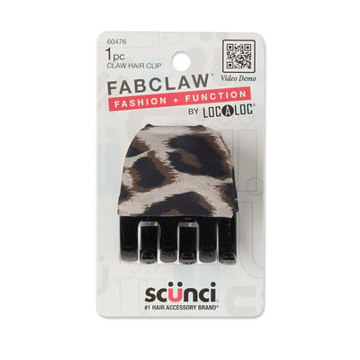 Scunci LOC-A-LOC Fab Claw Fabric Covered Claw Clip, Leopard Print, 1-Piece