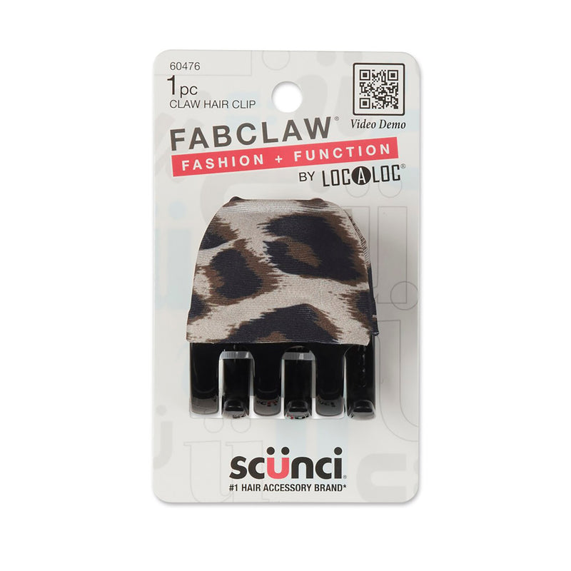 Scunci LOC-A-LOC Fab Claw Fabric Covered Claw Clip, Leopard Print, 1-Piece