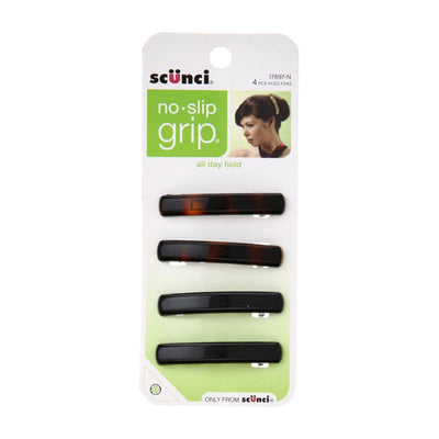 Scunci No-Slip Grip Auto Clasp Barrettes, Assorted Colors, 4-Count