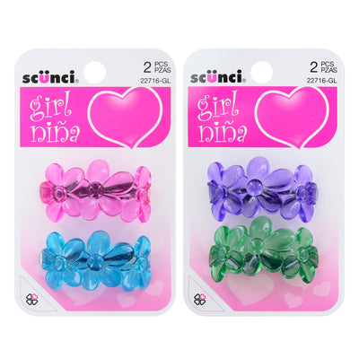Scunci Girl Nina Gel Flower Ponytailers, Assorted Colors, 2-Pieces