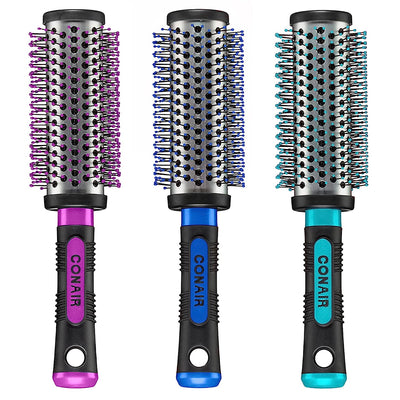 Conair Salon Results Professional Large Hot Curling Round Hair Brush with Nylon Bristles and Rubber-Grip Handle for Blow-Dry Styling (Colors and Packaging Vary), 1 Count