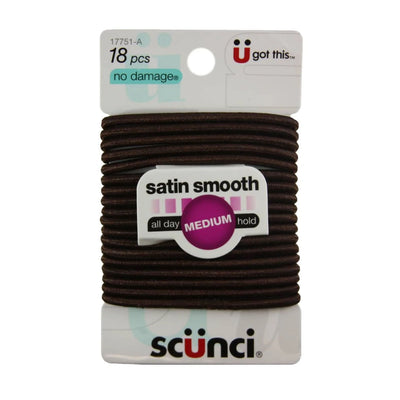 Scunci No Damage Hair Elastics, Brown, 18-Pieces