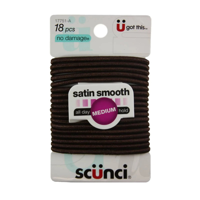 Scunci No Damage Hair Elastics, Brown, 18-Pieces