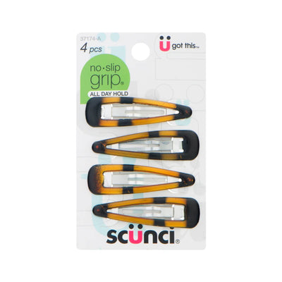 Scunci No-Slip Grip All Day Hold Epoxy Hair Snap Clips, 4-Pieces