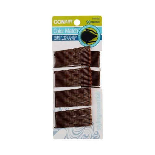 Conair Color Match Bobby Pins, Brunette, 90-Pieces