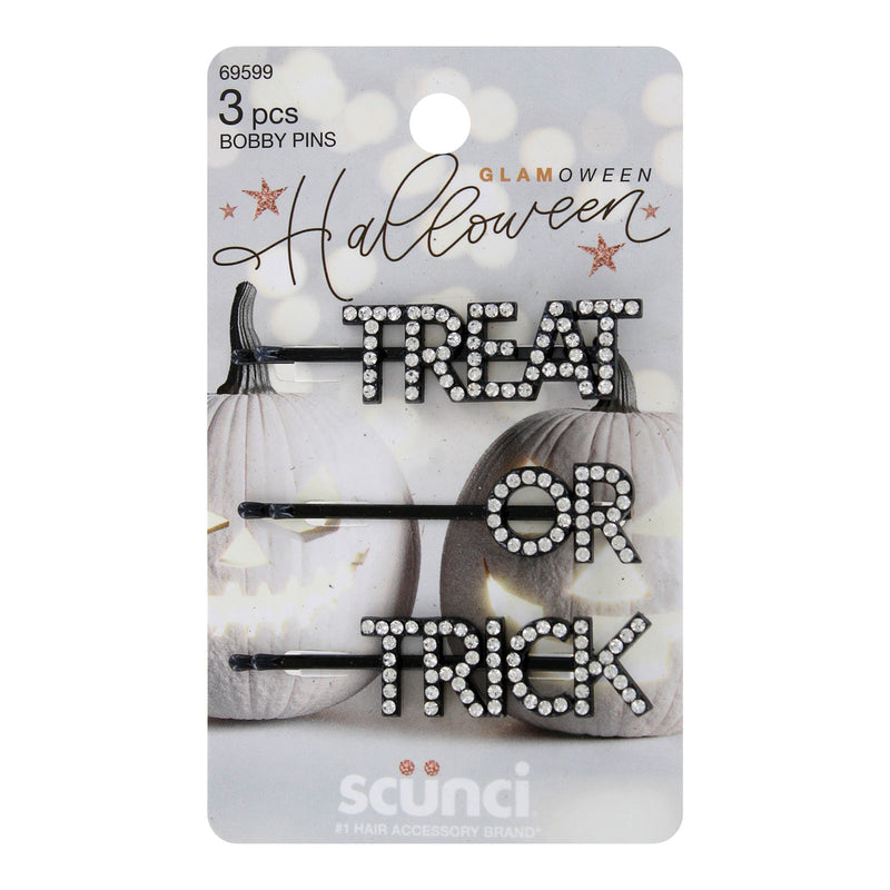 Scunci Glamoween Bobby Pins, Trick or Treat Halloween Theme, 3-Pieces