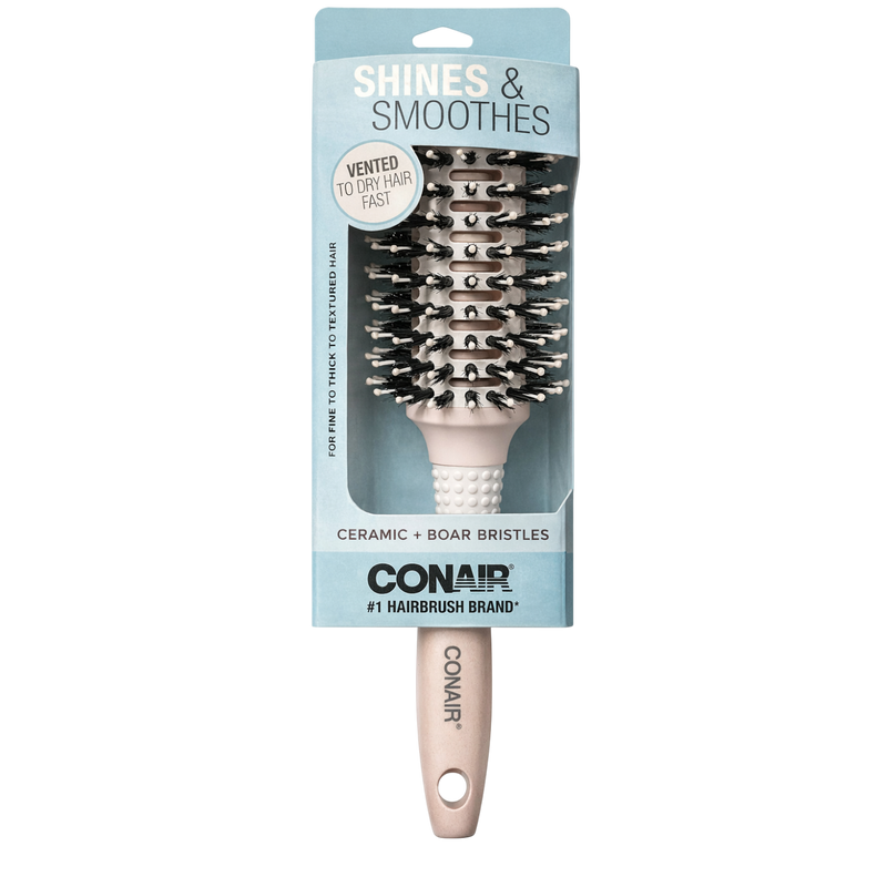 Conair Ceramic Wood Vented Porcupine Round Hair Brush
