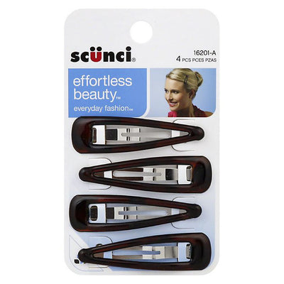 Scunci Effortless Beauty Hair Snap Clips, Tortoise, 4-Count