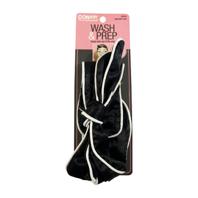 Conair Wash and Prep Spa Headwrap with Velcro, Black & White, 1-Count