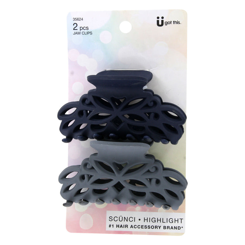 Scunci U Got This Highlight Hair Jaw Clips, Assorted Colors, 2-Pieces