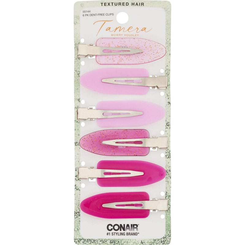 Conair Tamera Mowry Housley Dent Free Textured Hair Clips, Assorted Pink, 6-Count