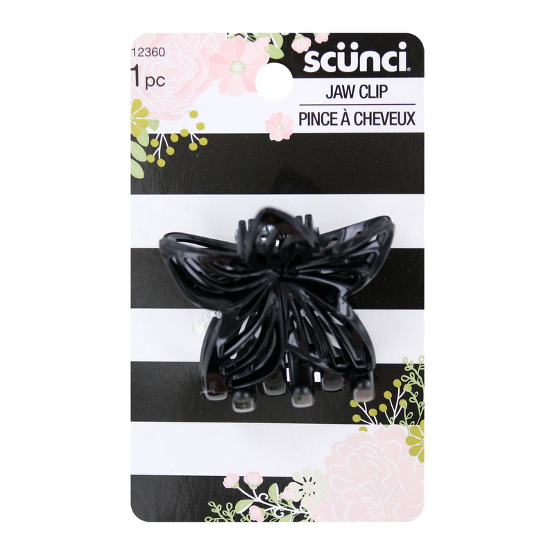 Scunci Floral Hair Jaw Clip, Brown or Black, 1-Piece