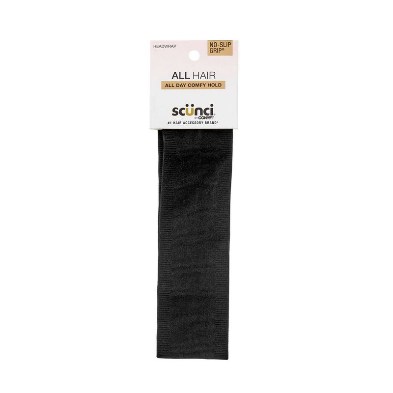 Scunci No-Slip Grip All Hair All Day Comfy Hold Hosiery Nylon Headband, Black, 1-Count