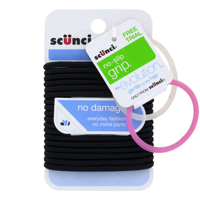 Scunci No-Damage Ponytail Holders, Black, 18-Pieces