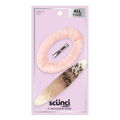 Scunci Barrette Hair Clips, 2-Pack – Classic Metal Snap Clips for Thick & Thin Hair, Secure Hold, Stylish & Durable Hair Accessories for Women & Girls, Easy to Use for Everyday Hairstyles & Updos