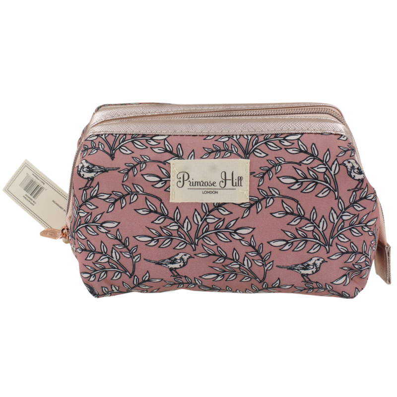 Primrose Hill Frame Clutch Cosmetic Bag – Floral Pink Travel Makeup Pouch with Wide Opening, Structured Frame, and Zipper Closure – Stylish Toiletry Organizer for Women