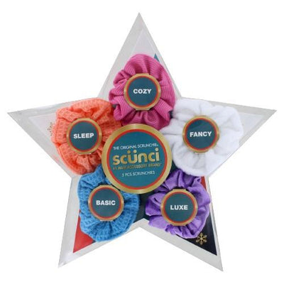 Scunci The Original Scrunchie Winter Wonderland Star Scrunchie Set, Assorted Colors, 5-Pieces