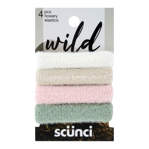Scunci Wild Primrose Hosiery Elastics Scrunchies, Assorted Pastel Colors, 4-Count
