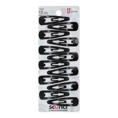 Scunci Effortless Beauty Snap Clips, Black, 12-Count