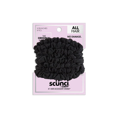 Scunci All Hair No Damage Knit Hair Scrunchies, Black, 8-Pieces