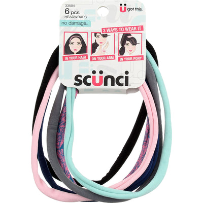 Scunci No Damage Headwraps, Assorted Colors, 6-Count