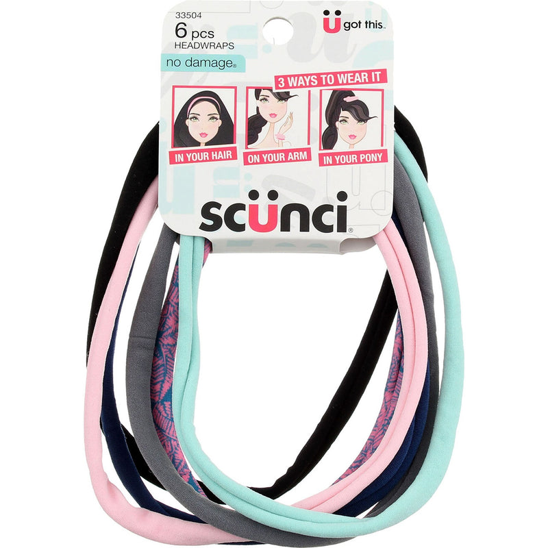 Scunci No Damage Headwraps, Assorted Colors, 6-Count