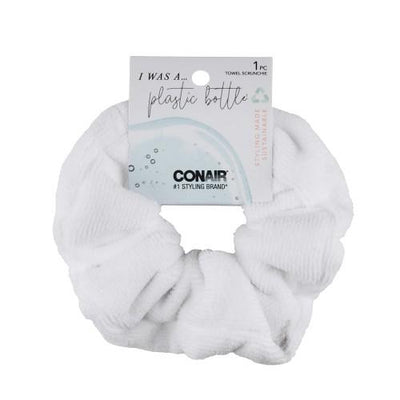 Scunci Planet-Friendly Upcycled Soft Terry Towel Scrunchie (White) made from Plastic Bottles