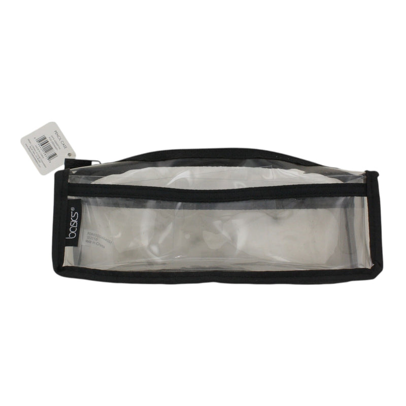 Daylogic Clear Pencil Case with Zipper Closure – Transparent Stationery Organizer for School, Office, Travel – Durable Plastic Pencil Pouch with Black Trim, 1-Piece