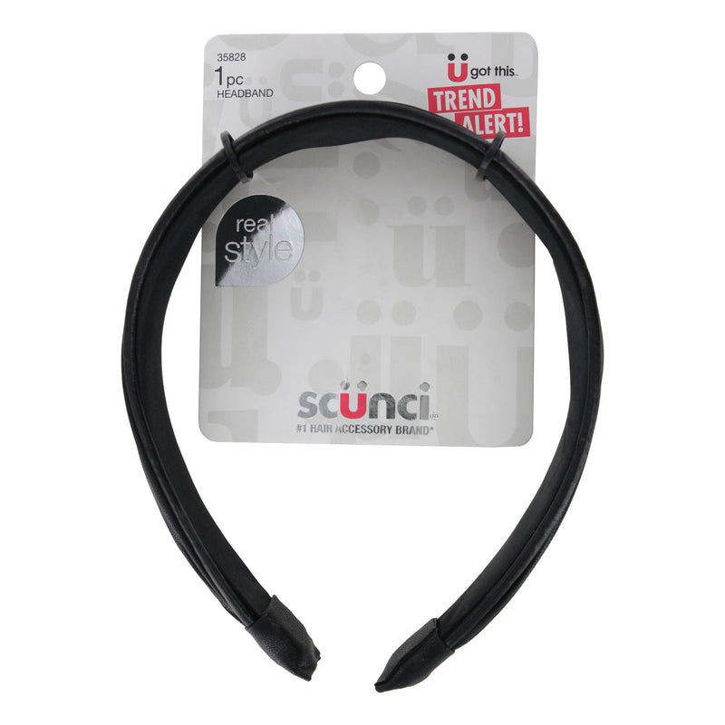 Scunci Real Style Leatherette Headband, Black, 1-Piece