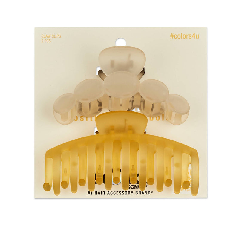 Scunci Be-U-Tiful Frosted Claw Clips - Yellow, 2-Pieces