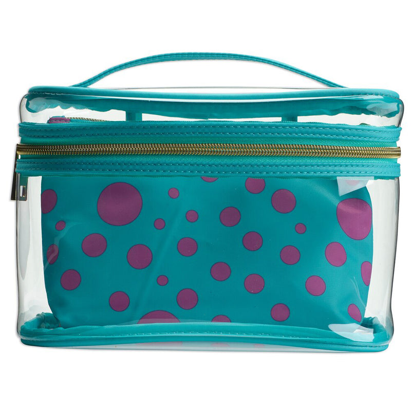 Pop-arazzi 2-Piece Cosmetic Makeup Travel Case, Clear/Printed