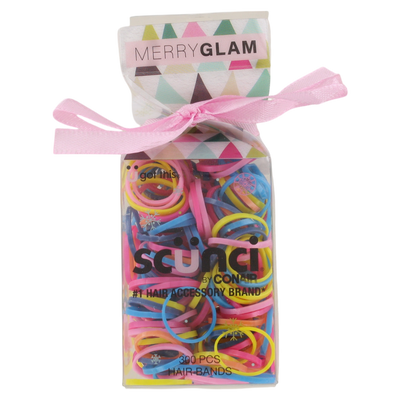 Scunci Merry Glam Hair Polybands, Assorted Colors, 300-Pieces