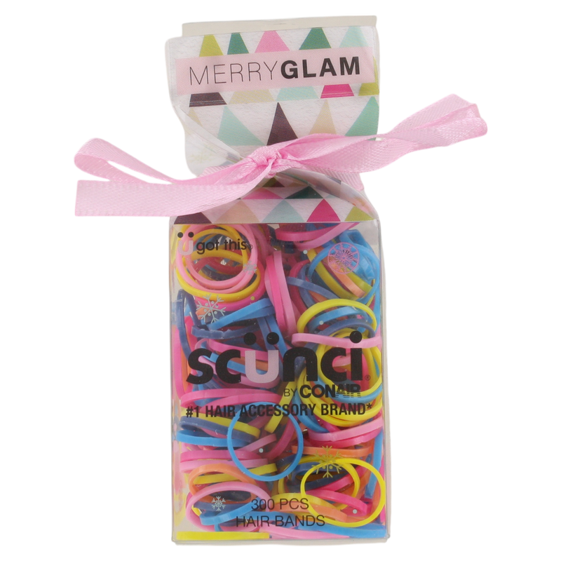 Scunci Merry Glam Hair Polybands, Assorted Colors, 300-Pieces