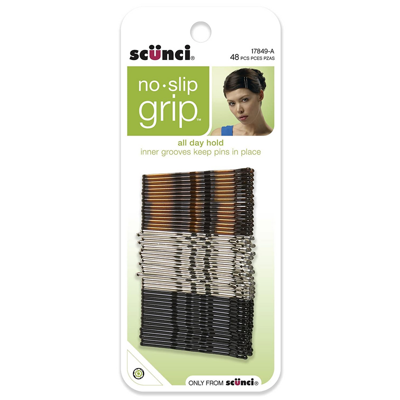 Scunci No-Slip Grip All Day Hold Bobby Pins, Assorted Colors, 48-Pieces