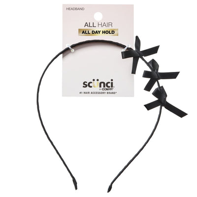 Scunci All Hair All Day Hold Bow Metal Headband, Black, 1-Count