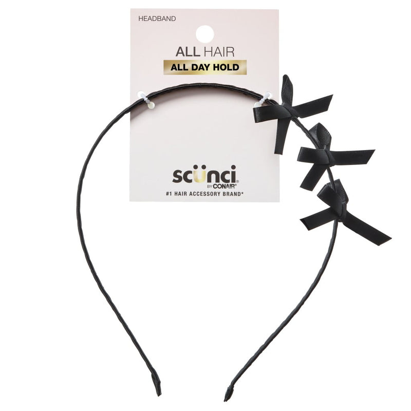 Scunci All Hair All Day Hold Bow Metal Headband, Black, 1-Count