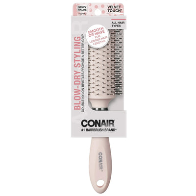 Conair Velvet Touch Large Blow-Dry Styling Bristle Round Hairbrush, 1-Count