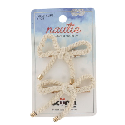 Scunci Nautie Rope Bow Salon Clips – 2-Pack, Nautical-Inspired Hair Accessories