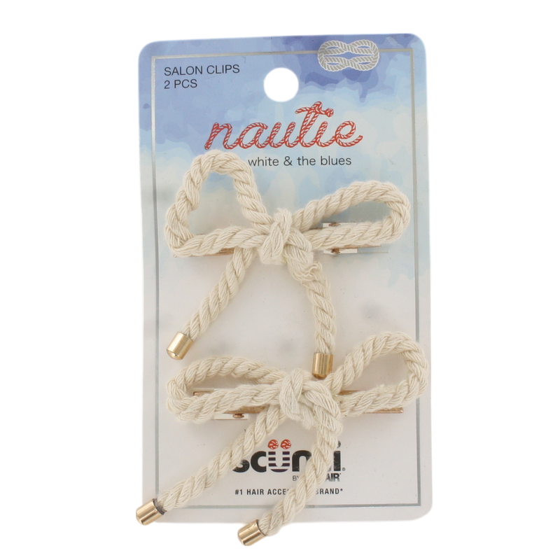 Scunci Nautie Rope Bow Salon Clips – 2-Pack, Nautical-Inspired Hair Accessories
