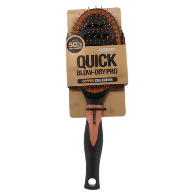Conair Quick Blow-Dry Pro Copper Collection Hairbrush – Heat-Conductive Vented Paddle Brush