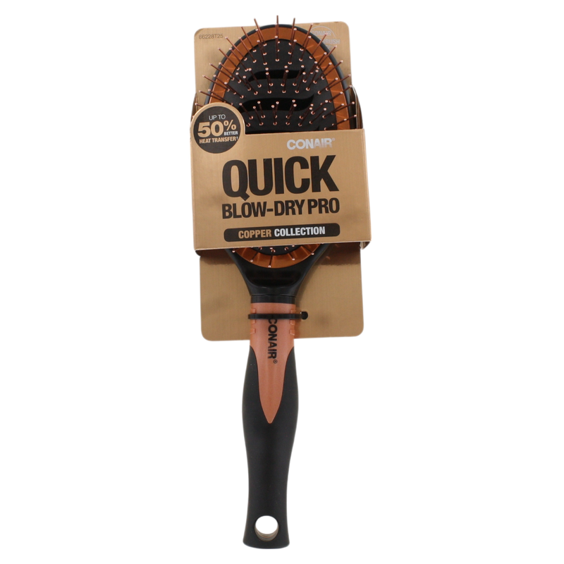 Conair Quick Blow-Dry Pro Copper Collection Hairbrush – Heat-Conductive Vented Paddle Brush