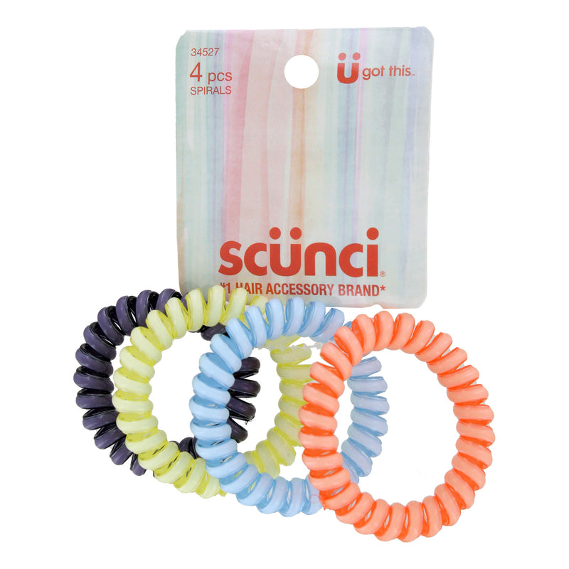 Scunci U Got This Hair Spirals, Assorted Pastel Colors, 4-Pieces