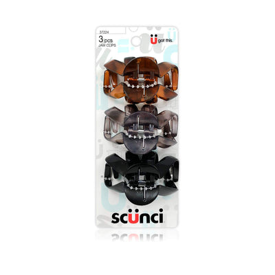 Scunci Effortless Beauty Jaw Hair Clips, Assorted Colors,  3 Count