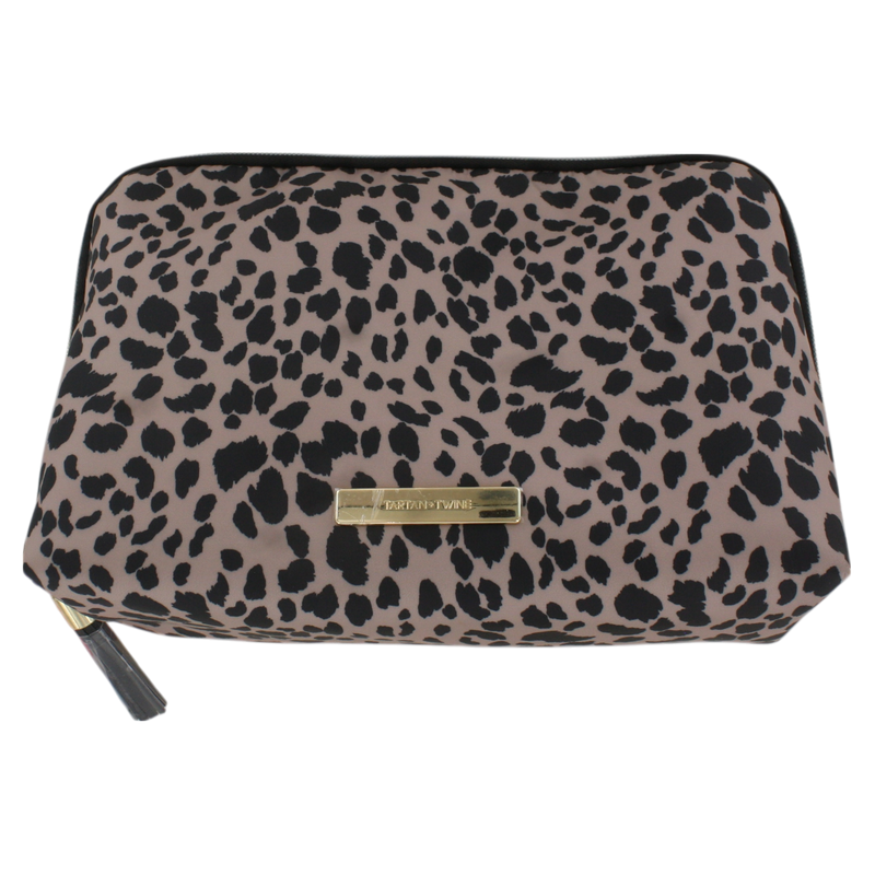 Tartan + Twine Leopard Print Double Zippered Cosmetic Clutch Bag – Travel Makeup Organizer with Spacious Compartments & Secure Zip Closure, Stylish Animal Print Toiletry Pouch