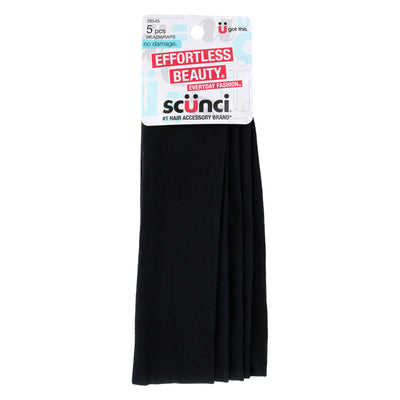 Scunci Effortless Beauty No-Damage Fashion Headwraps, Black, 5-Pieces