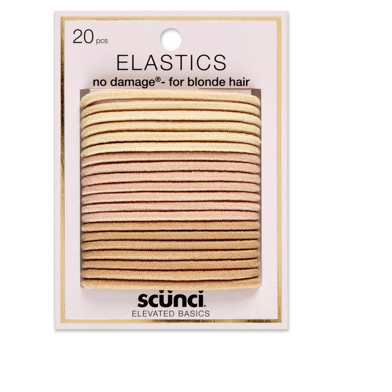 Scunci No Damage 4MM Hair Elastics, Blonde, 20-Count