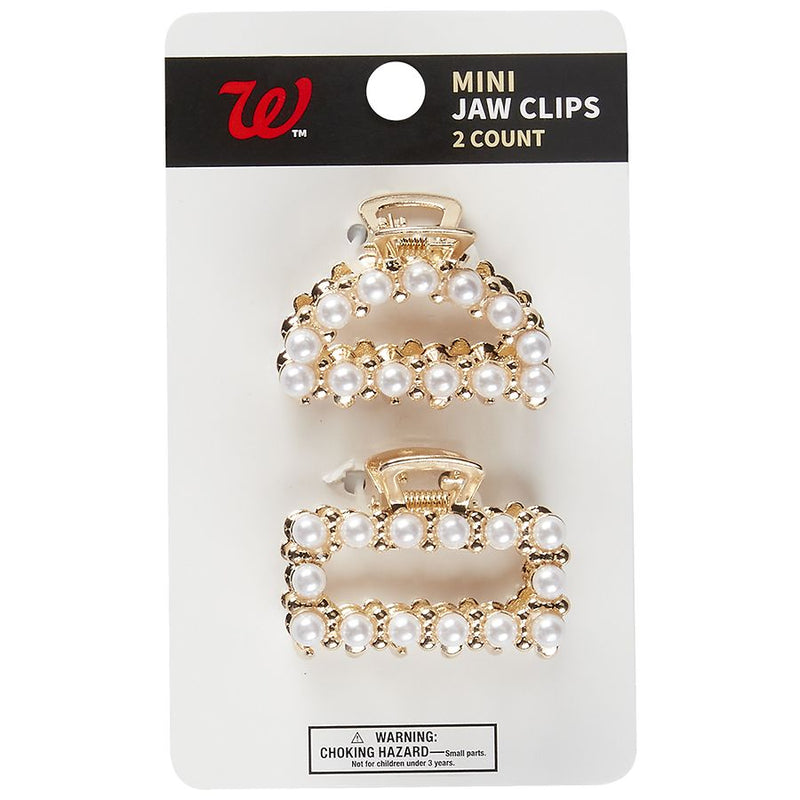 Walgreens Mini Claw Hair Clips, Gold with Pears, Assorted Sizes, 2-Pieces