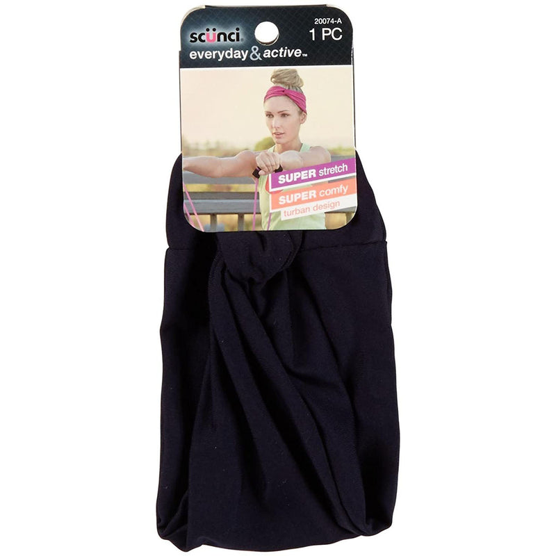 Scunci All Hair All Day Hold Twist Turban Headwrap, Navy, 1-Piece